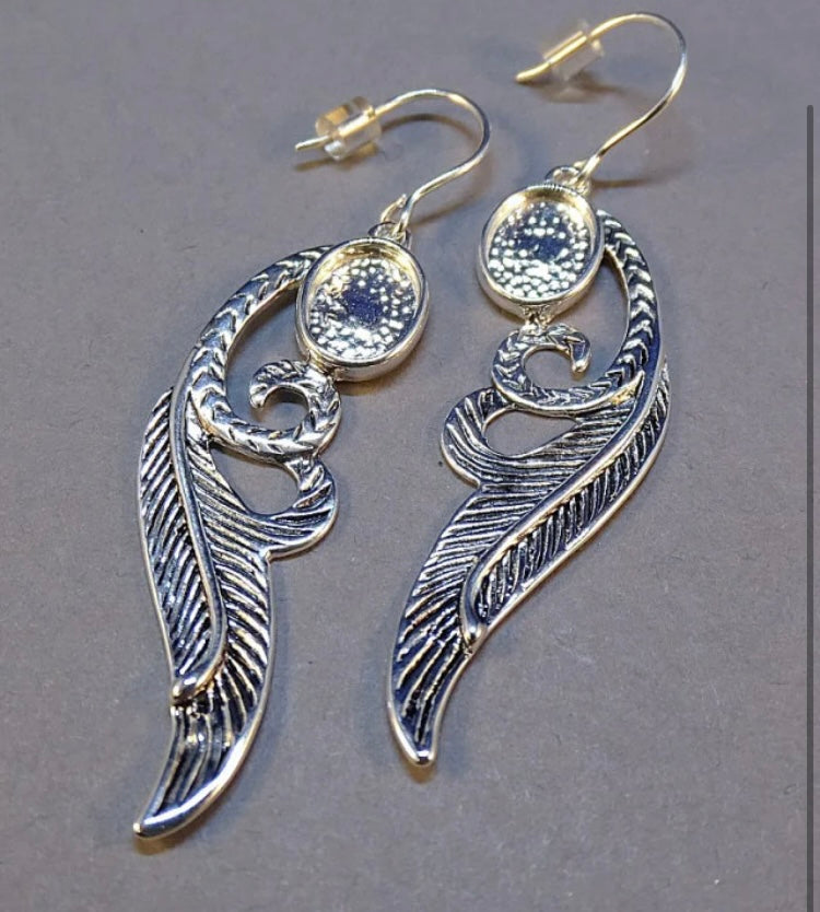 Feather drop earrings