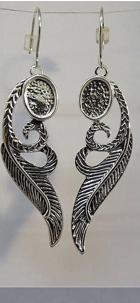 Feather drop earrings